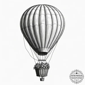 Tattoo design a vintage, hot-air balloon, but... - эскиз тату (№1751934326_0, 08.07.2025 00:25) — tattoo-photo.ru