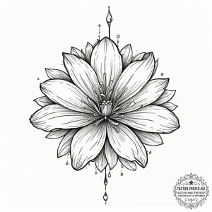 Tattoo design a flower whose dew drops are ti... - эскиз тату (№1751935411_0, 08.07.2025 00:43) — tattoo-photo.ru
