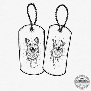 Tattoo sketch a pair of dog tags with a signi... - эскиз тату (№1751936000_0, 08.07.2025 00:53) — tattoo-photo.ru