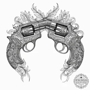 Tattoo design a pair of crossed antique pisto... - эскиз тату (№1751936674_0, 08.07.2025 01:04) — tattoo-photo.ru