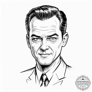 A graphic novel style portrait of agent smith... - эскиз тату (№1751936928_0, 08.07.2025 01:08) — tattoo-photo.ru