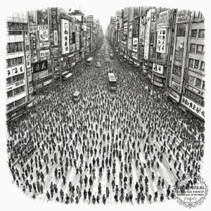 The organized chaos of shibuya crossing in to... - эскиз тату (№1751937980_0, 08.07.2025 01:26) — tattoo-photo.ru