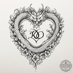 Tattoo design initials intertwined with a sma... - эскиз тату (№1751940337_0, 08.07.2025 02:05) — tattoo-photo.ru