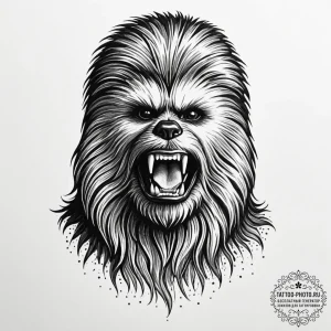 Sketch of chewbacca letting out a mighty roar... - эскиз тату (№1751940421_0, 08.07.2025 02:07) — tattoo-photo.ru