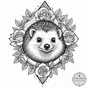 Hedgehog, ink illustration for tattoo, fine l... - эскиз тату (№1751940590_0, 08.07.2025 02:09) — tattoo-photo.ru
