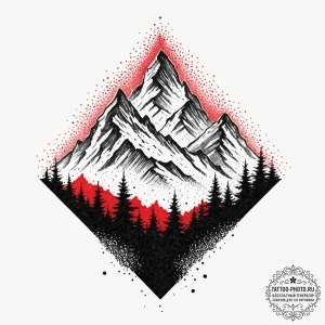 Tattoo sketch a small, minimalist mountain pe... - эскиз тату (№1751941782_0, 08.07.2025 02:29) — tattoo-photo.ru