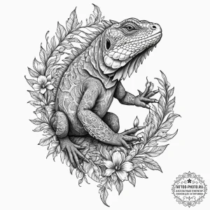 Iguana, ink illustration for tattoo, ornament... - эскиз тату (№1751942791_0, 08.07.2025 02:46) — tattoo-photo.ru