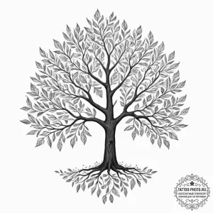Tattoo sketch a tree with leaves for each sea... - эскиз тату (№1751943129_0, 08.07.2025 02:52) — tattoo-photo.ru