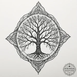 Tattoo sketch a tree whose bark has the textu... - эскиз тату (№1751943213_0, 08.07.2025 02:53) — tattoo-photo.ru