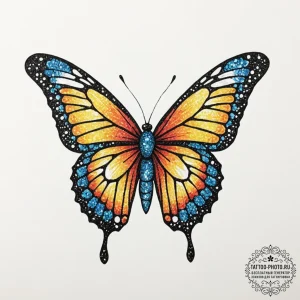 Tattoo sketch a butterfly with its wings made... - эскиз тату (№1751943296_0, 08.07.2025 02:54) — tattoo-photo.ru