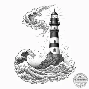 Tattoo sketch a lighthouse beam cutting throu... - эскиз тату (№1751944310_0, 08.07.2025 03:11) — tattoo-photo.ru