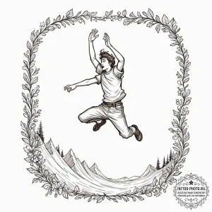 Tattoo sketch a pixel art character jumping o... - эскиз тату (№1751944901_0, 08.07.2025 03:21) — tattoo-photo.ru