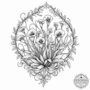 A carnivorous plant collection, tattoo flash... - эскиз тату (№1751945406_0, 08.07.2025 03:30) — tattoo-photo.ru