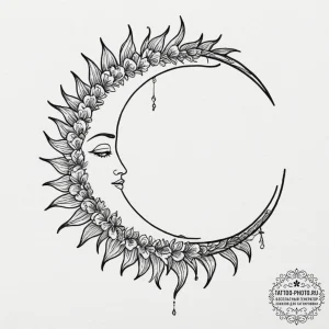 Tattoo sketch a minimalist sun or moon., conc... - эскиз тату (№1751945911_0, 08.07.2025 03:38) — tattoo-photo.ru