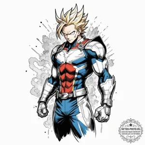 A neo-traditional tattoo of all might from my... - эскиз тату (№1751946846_0, 08.07.2025 03:54) — tattoo-photo.ru