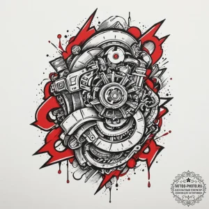 Time machine, tattoo flash sheet design, clea... - эскиз тату (№1751946930_0, 08.07.2025 03:55) — tattoo-photo.ru