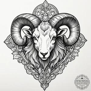 Ram, tattoo drawing outline, black and white... - эскиз тату (№1751947099_0, 08.07.2025 03:58) — tattoo-photo.ru
