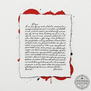 An old, forgotten love letter, written in cur... - эскиз тату (№1751949954_0, 08.07.2025 04:45) — tattoo-photo.ru