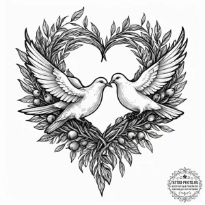 Tattoo sketch a pair of doves with intertwine... - эскиз тату (№1751950458_0, 08.07.2025 04:54) — tattoo-photo.ru