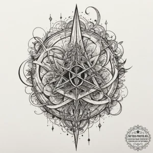 A linework tattoo of the elder wand, detailed... - эскиз тату (№1751951717_0, 08.07.2025 05:15) — tattoo-photo.ru