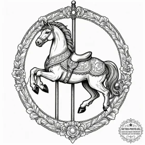 Carousel horse, tattoo sketch design, fine li... - эскиз тату (№1751952388_0, 08.07.2025 05:26) — tattoo-photo.ru