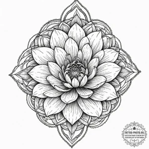 Tattoo design a single, perfect bloom with a... - эскиз тату (№1751955158_0, 08.07.2025 06:12) — tattoo-photo.ru