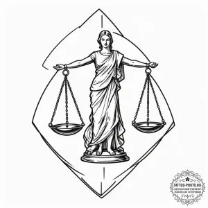 A linework tattoo of the scales of justice, s... - эскиз тату (№1751955244_0, 08.07.2025 06:14) — tattoo-photo.ru