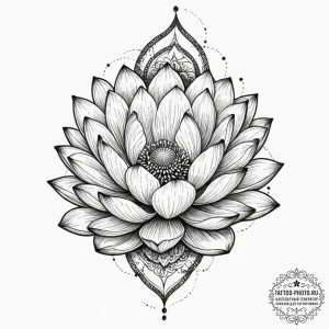 Tattoo design a lotus flower with its petals... - эскиз тату (№1751955326_0, 08.07.2025 06:15) — tattoo-photo.ru