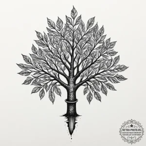 Tattoo sketch a tree with leaves for each sea... - эскиз тату (№1751956238_0, 08.07.2025 06:30) — tattoo-photo.ru