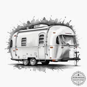 The interior of a classic airstream trailer,... - эскиз тату (№1751959022_0, 08.07.2025 07:17) — tattoo-photo.ru