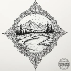 Tattoo design: a landscape of fertile earth a... - эскиз тату (№1751959986_0, 08.07.2025 07:33) — tattoo-photo.ru