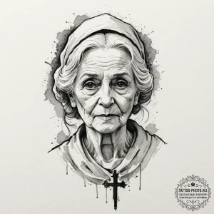 A watercolor sketch of the old woman ghost fr... - эскиз тату (№1751963694_0, 08.07.2025 08:34) — tattoo-photo.ru