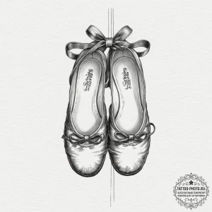 Tattoo design a graceful ballet slipper with... - эскиз тату (№1751964872_0, 08.07.2025 08:54) — tattoo-photo.ru