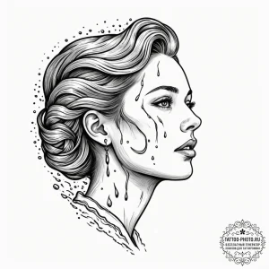 Tattoo sketch a person's face in profile, wit... - эскиз тату (№1751964956_0, 08.07.2025 08:55) — tattoo-photo.ru