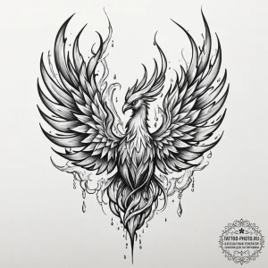 Tattoo sketch a phoenix not of fire, but of i... - эскиз тату (№1751965040_0, 08.07.2025 08:57) — tattoo-photo.ru