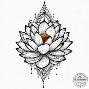 Lotus, tattoo drawing outline, old school tra... - эскиз тату (№1751965292_0, 08.07.2025 09:01) — tattoo-photo.ru