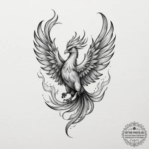 A neo-traditional tattoo of a phoenix (fawkes... - эскиз тату (№1751965460_0, 08.07.2025 09:04) — tattoo-photo.ru