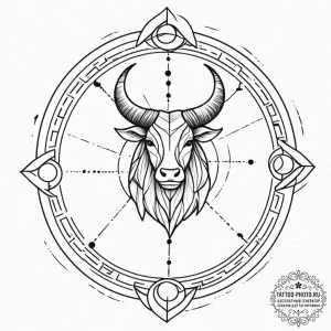 Tattoo sketch a geometric circle with the zod... - эскиз тату (№1751965714_0, 08.07.2025 09:08) — tattoo-photo.ru