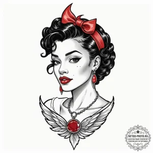 A neo-traditional portrait of ruby rhod, flam... - эскиз тату (№1751965798_0, 08.07.2025 09:09) — tattoo-photo.ru