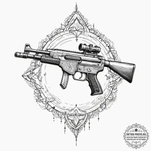 Tattoo design an abstract rifle outline with... - эскиз тату (№1751966049_0, 08.07.2025 09:14) — tattoo-photo.ru