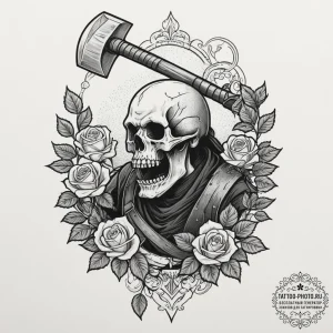 A graphic novel style panel of gimli, axe in... - эскиз тату (№1751966800_0, 08.07.2025 09:26) — tattoo-photo.ru