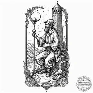 A tarot card (e.g., the fool, the hermit, the... - эскиз тату (№1751967111_0, 08.07.2025 09:31) — tattoo-photo.ru