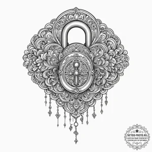 Tattoo design a pixelated key unlocking a rea... - эскиз тату (№1751968964_0, 08.07.2025 10:02) — tattoo-photo.ru