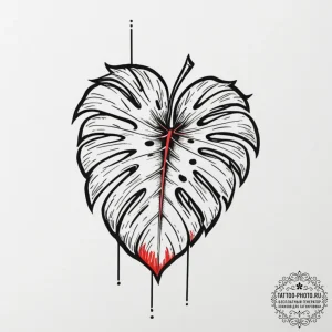 A monstera leaf, tattoo sketch design, black... - эскиз тату (№1751970968_0, 08.07.2025 10:36) — tattoo-photo.ru