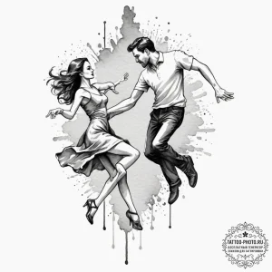 A linework tattoo of the "dancing" scene with... - эскиз тату (№1751971640_0, 08.07.2025 10:47) — tattoo-photo.ru