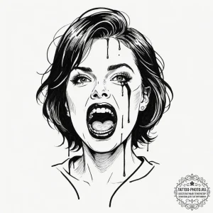 A linework tattoo of the iconic shower scene... - эскиз тату (№1751972311_0, 08.07.2025 10:58) — tattoo-photo.ru