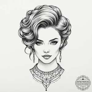 Tattoo sketch 'headshot' in a stylized, impac... - эскиз тату (№1751972561_0, 08.07.2025 11:02) — tattoo-photo.ru