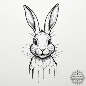 A minimalist tattoo of the rabbit from donnie... - эскиз тату (№1751972645_0, 08.07.2025 11:04) — tattoo-photo.ru