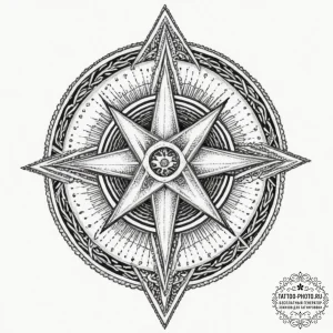 Pentagram, concept art for tattoo, black outl... - эскиз тату (№1751973150_0, 08.07.2025 11:12) — tattoo-photo.ru