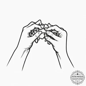 Tattoo sketch a silhouette of two hands formi... - эскиз тату (№1751973234_0, 08.07.2025 11:13) — tattoo-photo.ru